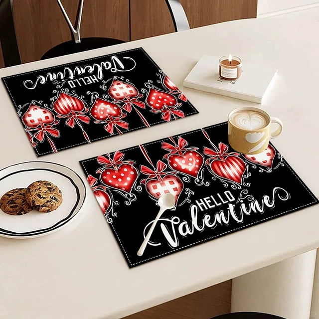 TIMIFIS Napperons Rose Tapis de Repas Décoration de Table de Fête Tapis d'Isolation Tapis de Tasse Tapis de Table Imprimé en Lin
