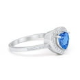 thumbnail image 2 of Halo Dazzling Heart Promise Ring Round Blue Topaz CZ 925 Sterling Silver Size 7, 2 of 6