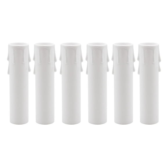 Creative Hobbies 4 Inch Tall White Plastic Drip Look Candle Socket Covers for Chandeliers - Candelabra Base | 6 Pack