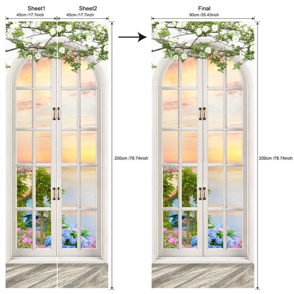 LSLJS Door Stickers Murals Peel and Stick DIY Door Wallpaper Removable PVC Waterproof Door Decals Self-Adhesive Wall Covers Wall Stickers