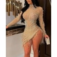 thumbnail image 4 of Rhinestone Sheer Mesh Feather Party Dress, 4 of 6