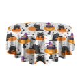 thumbnail image 5 of Halloween Black Cats with Pumpkins and Witch Hats Round Tablecloth 60"x60",Wrinkle Wipeable Table Cloth for Kitchen Dining Room Picnic Patio Party, 5 of 6