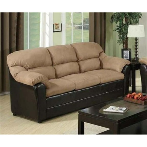 ACME Bently Upholstered Wingback Chair in Champagne and Beige Fabric