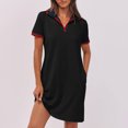 thumbnail image 3 of Dvprdro Robes pour Femmes Mode Classique Uni à Manches Courtes Robe Mini Décontractée d'Été Tennis Golf Robe Chemise avec Poches, 3 of 5