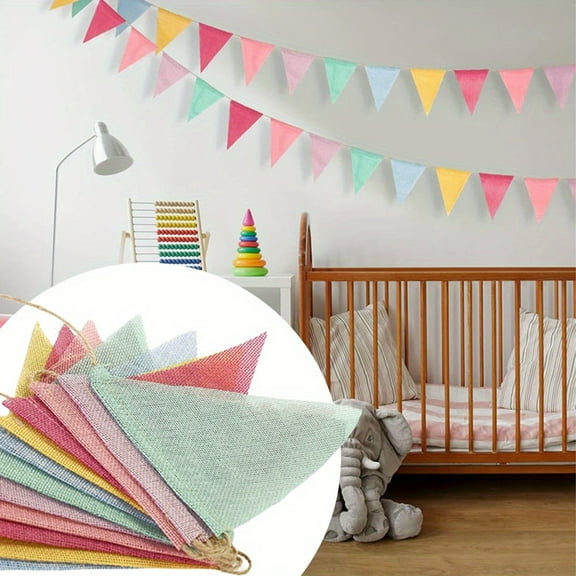 Pastel Pennant Banner Garland, 4-Pack Colorful Triangle Bunting Flags for Party & Event Decorations