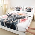 thumbnail image 3 of Manfei Farm Highland Cow Fitted Sheet Queen 3-Piece,Chic Flowers Bedding,Gray Pink,1 Fitted Sheet and 2 Pillowcases, 3 of 6