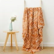 Orange Throw Blanket for Couch,Decorative Fall Blanket,Halloween Throws for Home Decor,50x60