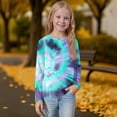 thumbnail image 5 of XADYUY Girls Long Sleeve Shirts Size 6 Crewneck Winter T-Shirts for Kids Girls Trendy Basic Girls Tops Cotton Tie Dye Girls Tunic Tops 6-7 Years,Cyan, 5 of 6