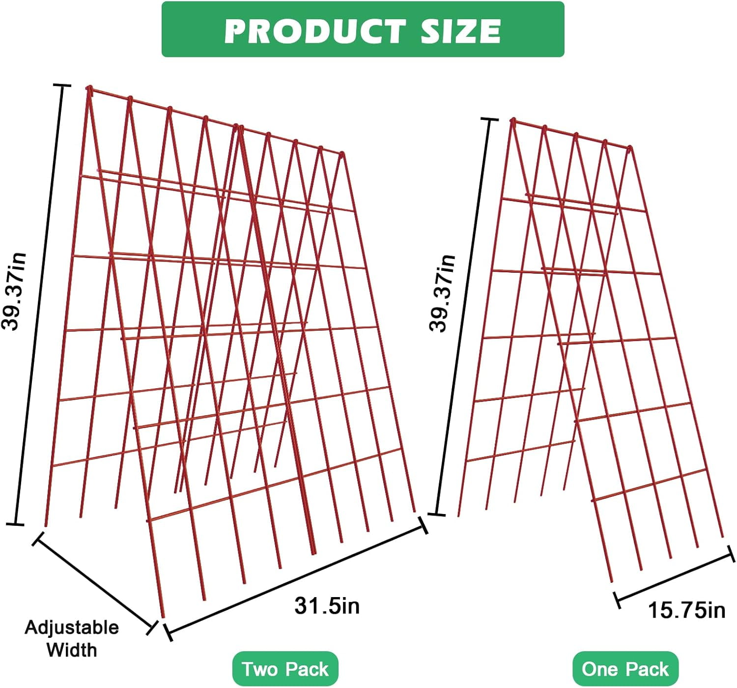 Cucumber Trellis, 2 Pack Foldable A Frame Trellis for Raised Bed Climbing Plants, Vegetables, Includes Plant Support Clips, Twist Ties, Plastic Ties- Made from PVC-Coated Steel
