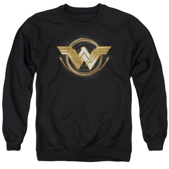 Trevco Sportswear WWM124-AS-6 Wonder Woman Movie Lasso Logo Adult Crewneck Sweatshirt, Black - 3X