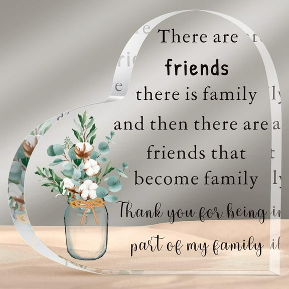 Friend Birthday Gifts the Longest Distance Good Friend Gifts Acrylic Heart True Friendship Sunflowers Plaque Gifts Friends Keepsake Gifts for Women Siste (Cotton Style)