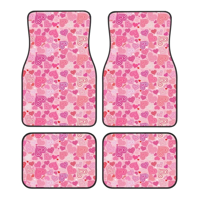 Fotbe Love Juego de 4 Tapetes para Auto con Estampado – Alfombrillas de Goma Reforzada, Diseño Antideslizante, Protección para Todo el Año – Vehículos, Autos, Camionetas y SUVs