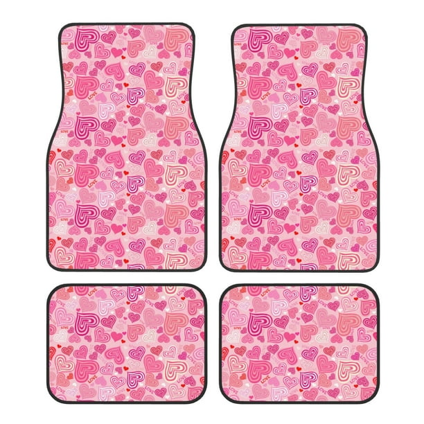 Fotbe Love Juego de 4 Tapetes para Auto con Estampado – Alfombrillas de Goma Reforzada, Diseño Antideslizante, Protección para Todo el Año – Vehículos, Autos, Camionetas y SUVs