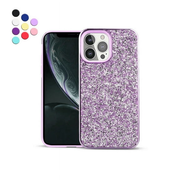 Compatible with iPhone 14 Pro Max Crystal Glitter Case, Hybrid Pro Maxtective Phone Case Crystal Bling Sparkle Slim Shock Absorption Bumper Cover for iPhone 14 Pro Max 6.7 inch, Purple
