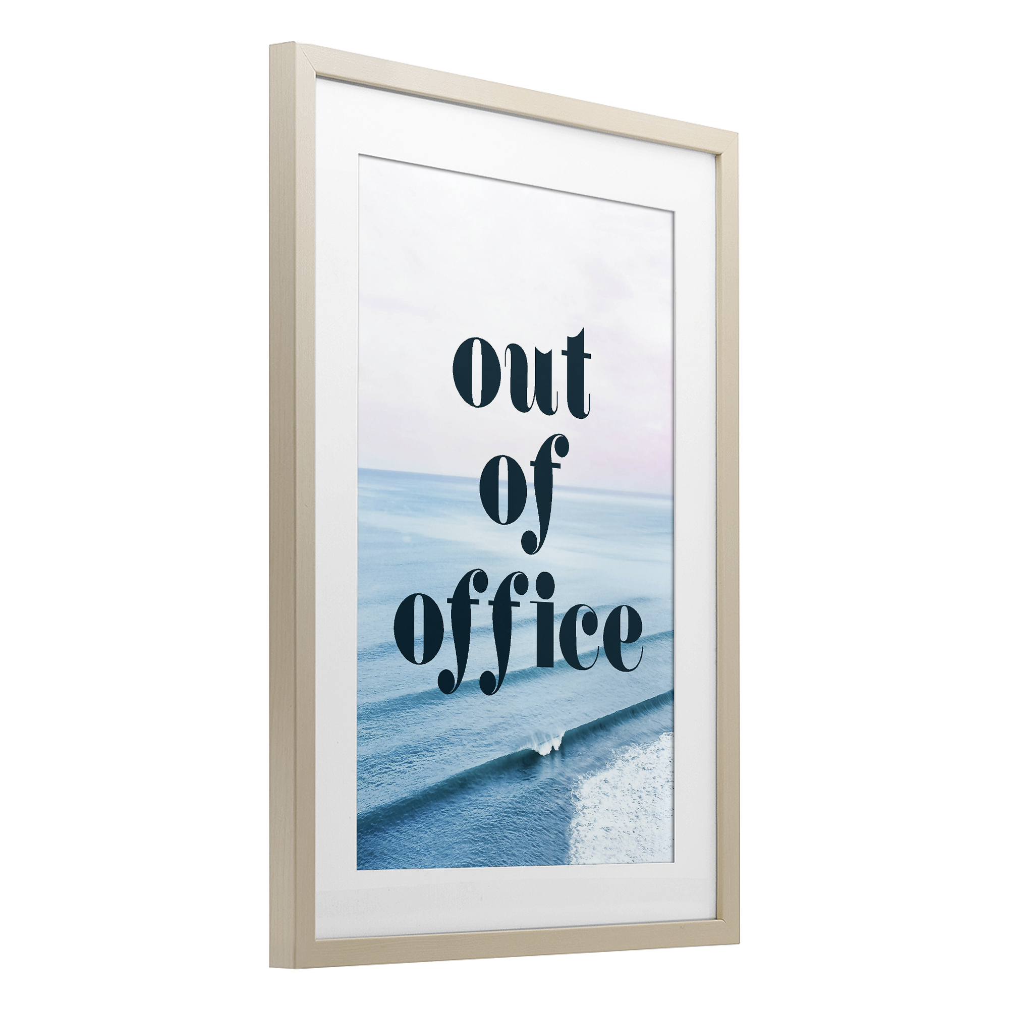 Out of Office Ocean Waves Birch Framed Print Under Glass, design by Lil' Rue