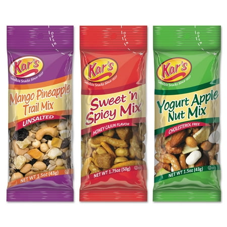 Kar's Trail Mix Variety Pack, Assorted Flavors, 24/Box