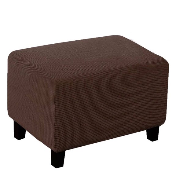 AUQ Ottoman Cover Made of Stretch Fabric for a Snug,Secure Fit Footstool Furniture Protector Cover Brown