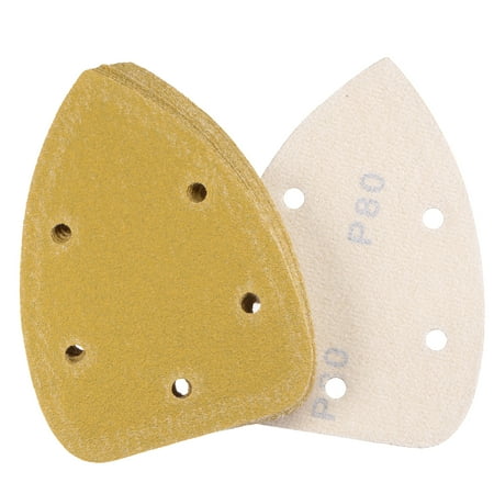 

Uxcell 5 Holes Triangle Detail Sandpaper Pad Hook and Loop 140mm Golden 80 Grits 12 Pack