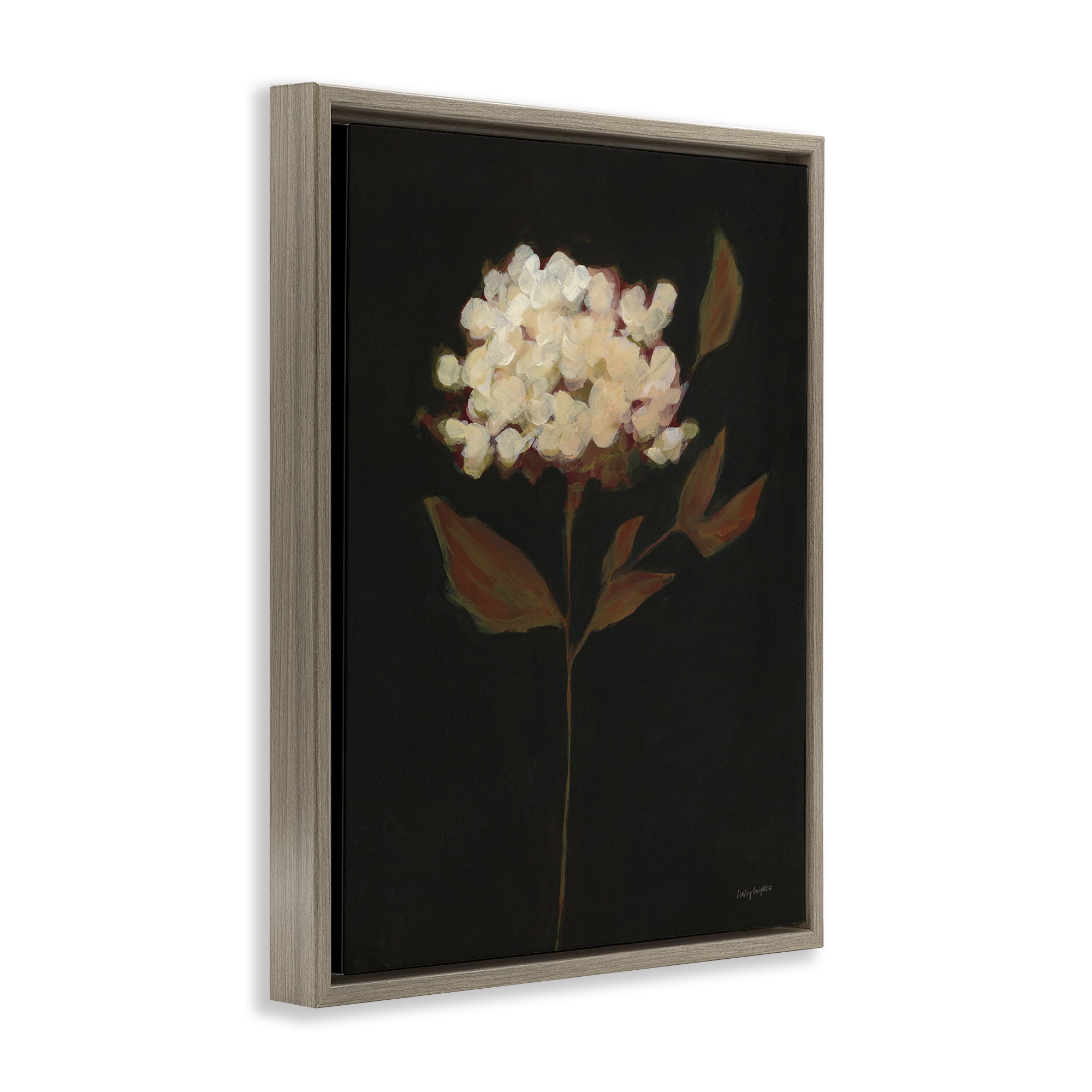 Stupell Industries Dark Fall Flower Botanical & Floral Painting Brown Floater Framed Art Print Wall Art, 25 x 31