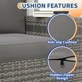 thumbnail image 5 of Techmilly Patio Furniture Set with Fire Pit Table, Outdoor Patio Sofa Set With Wide Armrest, All-Weather Wicker Rattan Guest Set With Cushion And Glass Table And Waterproof Cove，Gray rattan Dark Gray, 5 of 14