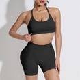 thumbnail image 2 of TOWED22 Workout Sets for Women 2 Piece Seamless Ribbed Crop Tank High Waist Shorts Yoga Outfits(Black,XL), 2 of 5