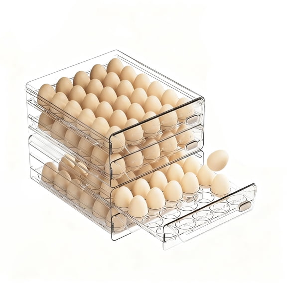 Asnews 60 Eggs Organizer for Refrigerator, Large Egg Holder for Fridge, Clear Plastic Container Drawer for Egg
