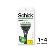 Schick Hydro 3-Blade Ultra Sensitive Mens Razor Handle Plus 4 Refills, with Aloe & Skin Guards to Reduce Irritation