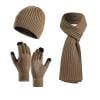 Bmisegm Women&Men Autumn and Winter Warm Wool Hat Scarf Gloves Slouchy Three Pieces Winter Snow Knit Cap Screen Mittens Scarves Sets Winter Scarf for Women Khaki One Size