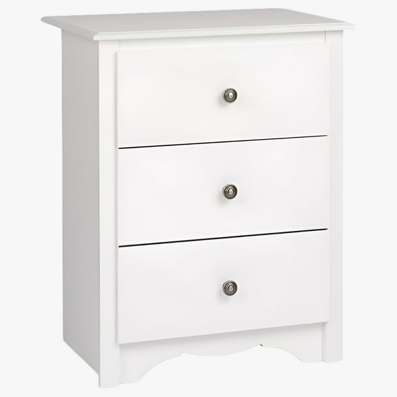 Kingfisher Lane 3 Drawer Tall Wood Bedroom Nightstand in White