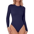 thumbnail image 1 of Body à Manches Longues Sans Couture pour Femmes Col Rond T-Shirt Basique Extensible, 1 of 6