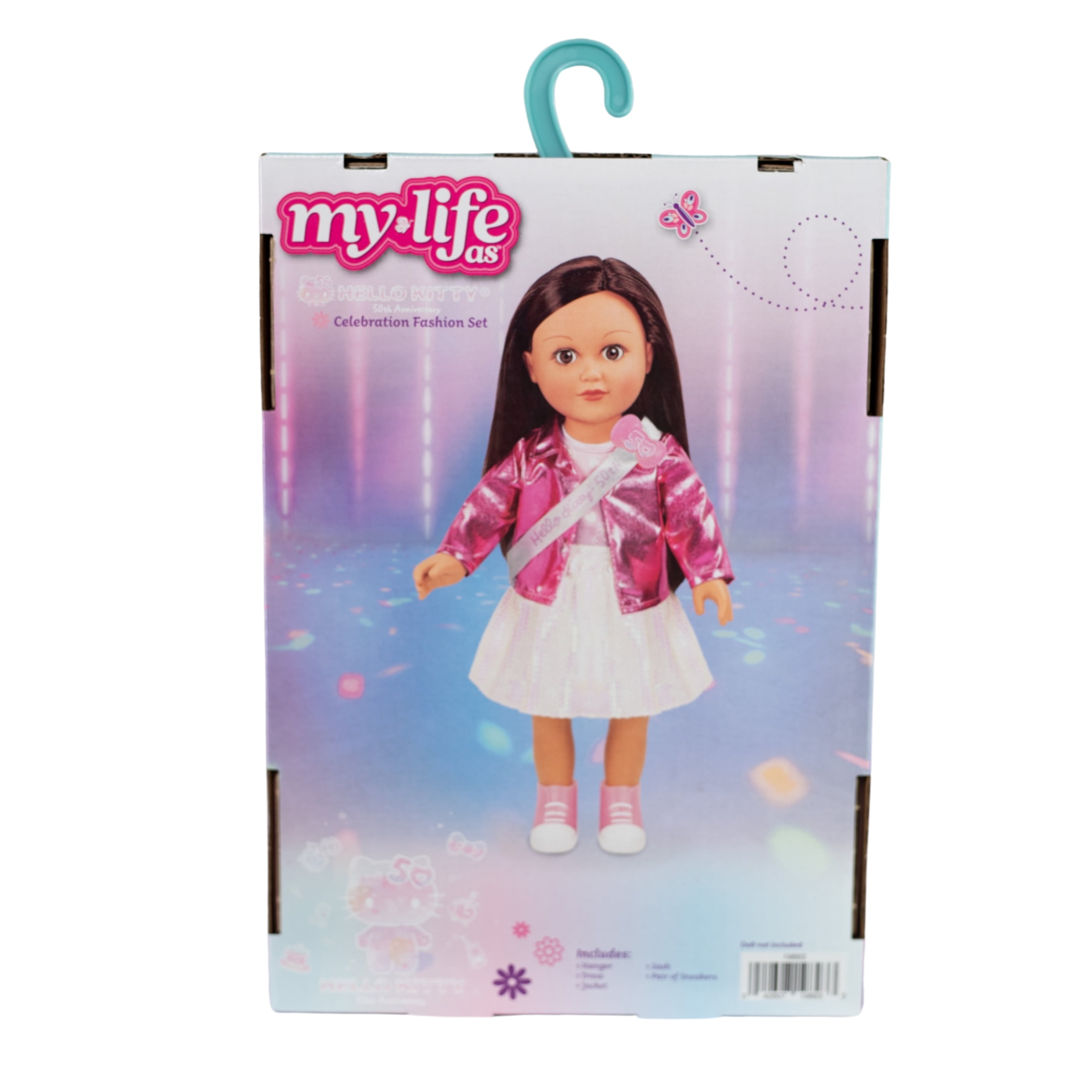 My Life As Hello Kitty Celebration Fashion Set for 18" Dolls, 50th Anniversary, 5 Pieces, Pink Multicolor