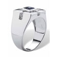 thumbnail image 2 of PalmBeach Jewelry Men's 1.10 TCW Genuine Midnight Blue Sapphire Square Ring in Sterling Silver Sizes 8-16, 2 of 5
