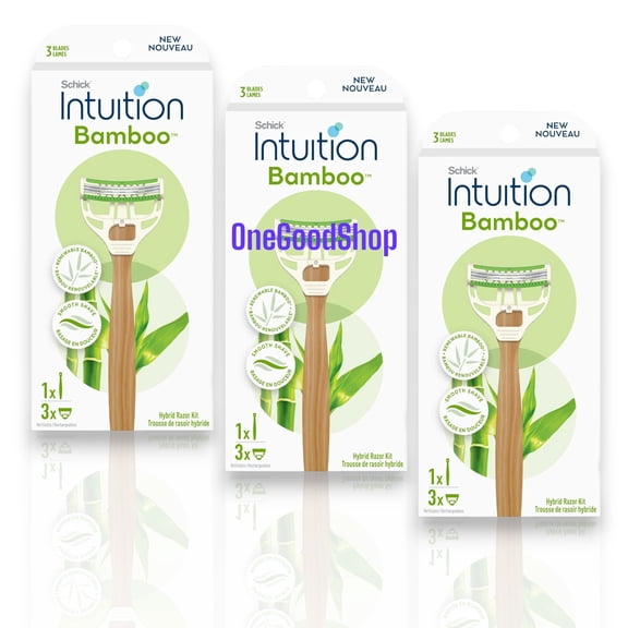 3 PACK- Schick Intuition Bamboo Disposable Razors for Women, 3ct