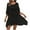 Black, variant on Lightweight Swimsuit Cover Ups for Women Boho Style Batwing Kimonos Long Sleeve Crochet Hollow Out Ruffled Swim Dress