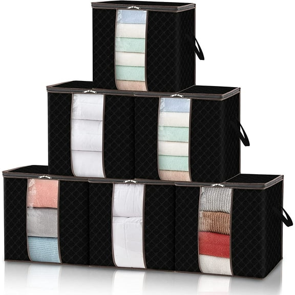 Lifewit Clothes Storage Bag 90L Large Capacity Organizer with Reinforced Handle,Black