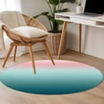 thumbnail image 5 of Pink Turquoise Ombre Large Area Rugs for Bedroom Living Room, Soft Non Slip Carpet Bedside Rug, Teal Modern Geometric Striped Abstract Art Round Floor Cover Kitchen Accent Rug 3' for Office, 5 of 9