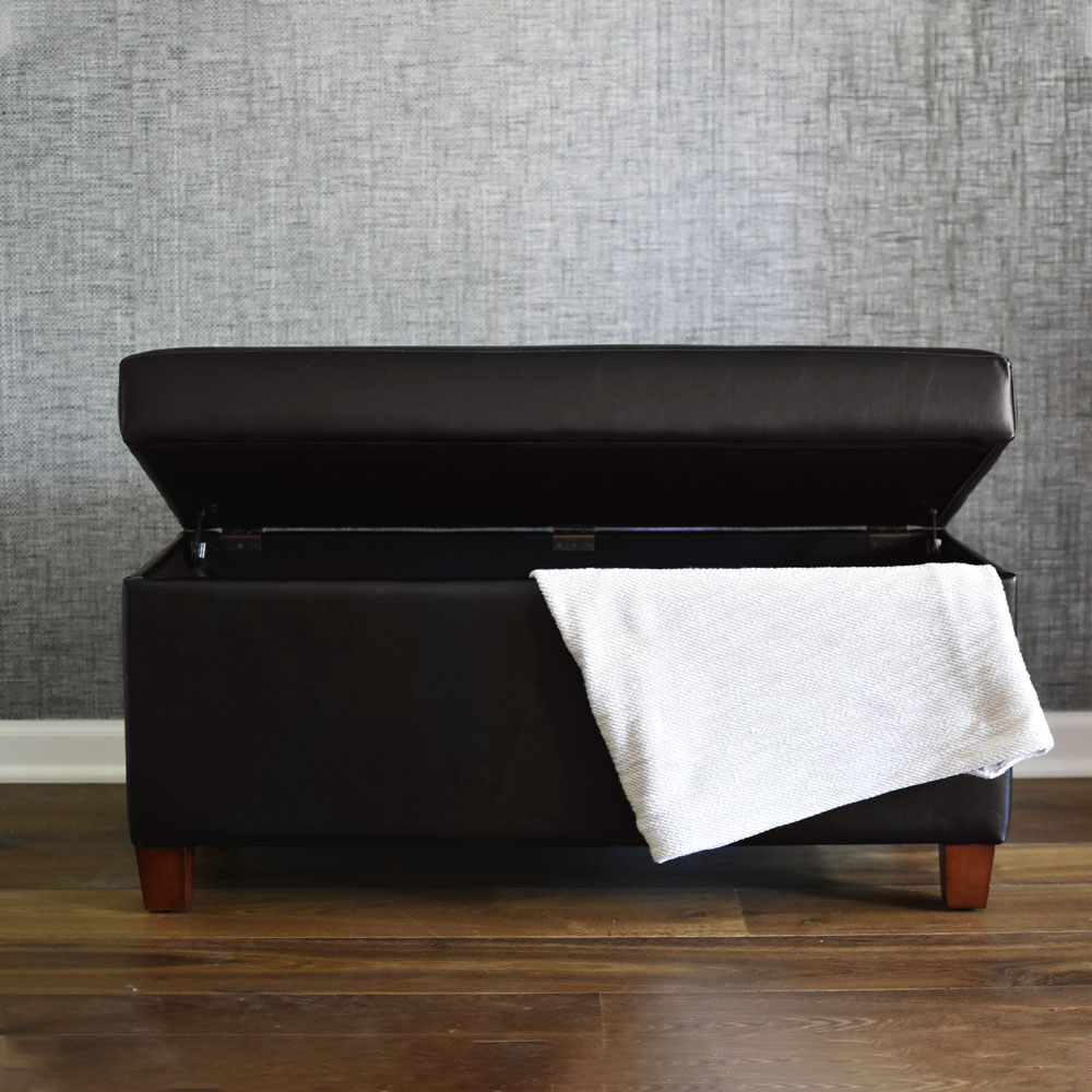 HomePop Faux Leather Storage Bench with Wood Tray, Multiple Colors - image 5 of 8