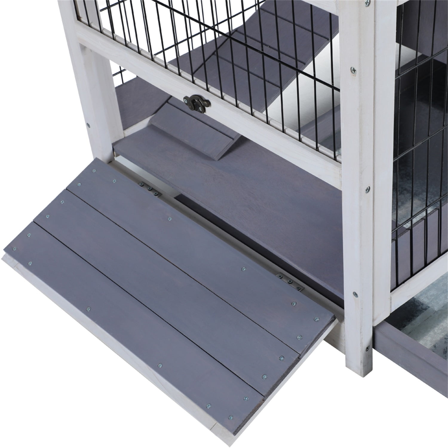 Pefilos 35" Wood Rabbit Hutch with Run Bunny Hutch for Indoor, Guinea Pig House, Gray Pefilos 35" Wood Rabbit Hutch with Run Bunny Hutch for Indoor, Guinea Pig House, Gray