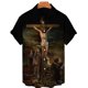 thumbnail image 3 of Camisas hawaianas con estampado 3D de Dios, Jesús, María, para hombre, camisetas casuales de manga corta con estampado 3D, camisetas de gran tamaño, ropa superior, camisas con botones para hombre, blu, 3 of 5