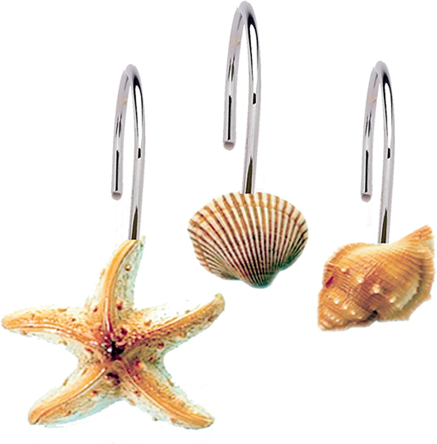 Details about   12 Pcs Seashell Anti Rust Decorative Resin Shower Curtain Rings Hooks for Bathro 
