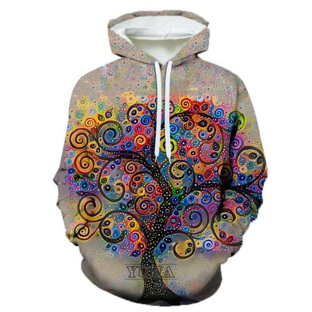 Spring Autumn Creative Psychedelic Tree Pattern Hoodies For Men 3D Printing Casual Pullovers Sweatshirt Streetwear Tops Hoodie-PZM12801 L