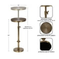 thumbnail image 2 of Kate and Laurel Engles Traditional Adjustable-Height Pedestal Drink Table, 10 x 10 x 30, Antique Brass, Vintage Round Indoor Metal Plant Stand with Embossed Sunburst Pattern, 2 of 8