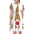 thumbnail image 1 of Easygdp Christmas Gnomes In Leopard para Vestido Transpirable de Mujer, Vestido Suelto de Manga Corta con Pliegues y Bolsillos para el Verano, 1 of 6