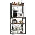Bakers Rack with Power Outlet, Industrial Microwave Oven Stand, Narrow Kitchen Buffet Table with