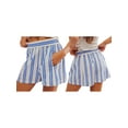 thumbnail image 3 of Women Striped Shorts, Elastic Waist Casual Shorts Summer Streetwear for Daily Date, 3 of 10