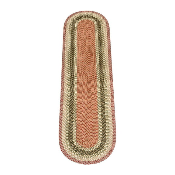 Home Indoor Decorative Jute C-024 Olive, Burgundy, Gray Braided Rug, Oval 2' x 8'