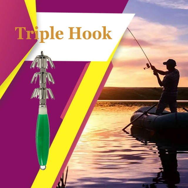 Three-layer Squid Jig Hooks Effective Avoid Decoupling Rotate Noctilucent ABS High Carbon Steel Hard Sharp Umbrella Hook Lures Green 10pcs