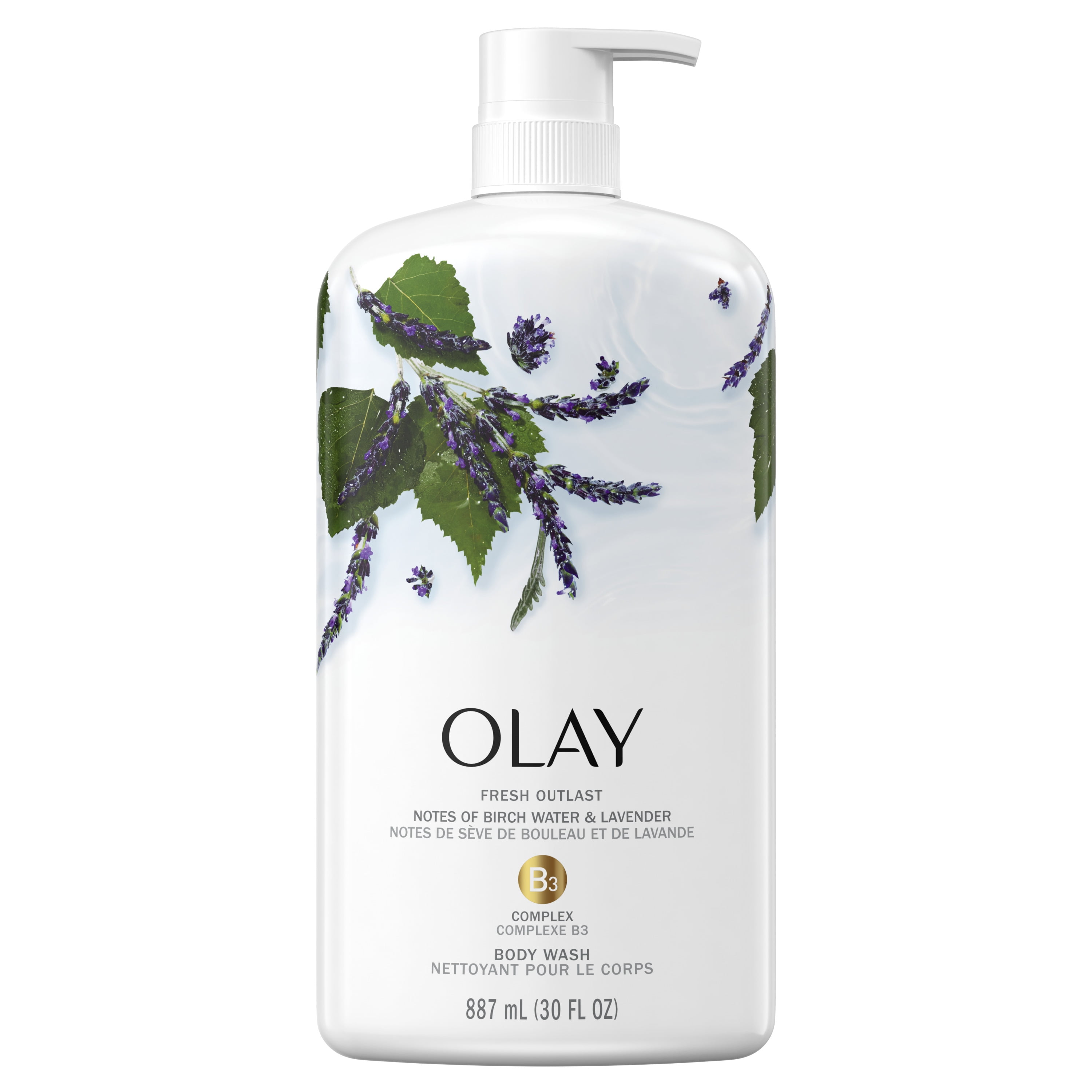 Olay Fresh Outlast Body Wash, Birch Water and Lavender, 30 fl oz