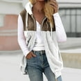 thumbnail image 2 of Oksale Hooded Fleece Vest for Women Plus Size Sleeveless Jackets with Pockets Zip Up Mid Length Jacket Color Block Vests Soft Comfort Drawstring Outwear Coffee S, 2 of 5