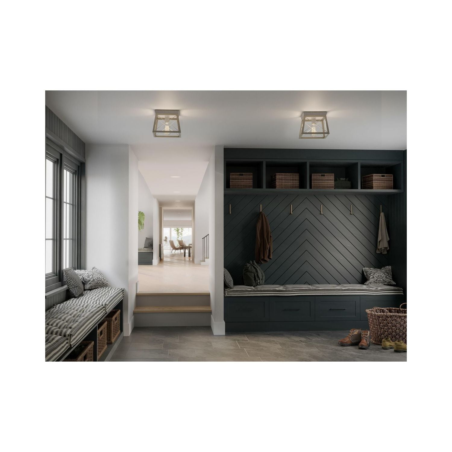 Progress Lighting Briarwood Collection 1 Light 9.5" Farmhouse Galvanized Flush Mount Ceiling Light